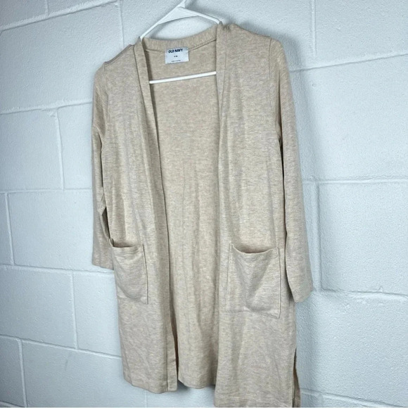 Old Navy Women's Beige Open Front Cardigan Sweater 3/4 Sleeve Pockets‎ Size M - Picture 7 of 7